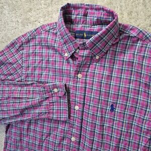 Polo Ralph Lauren Oxford Shirt Pink Plaid Mens Small Button Down Academia Preppy